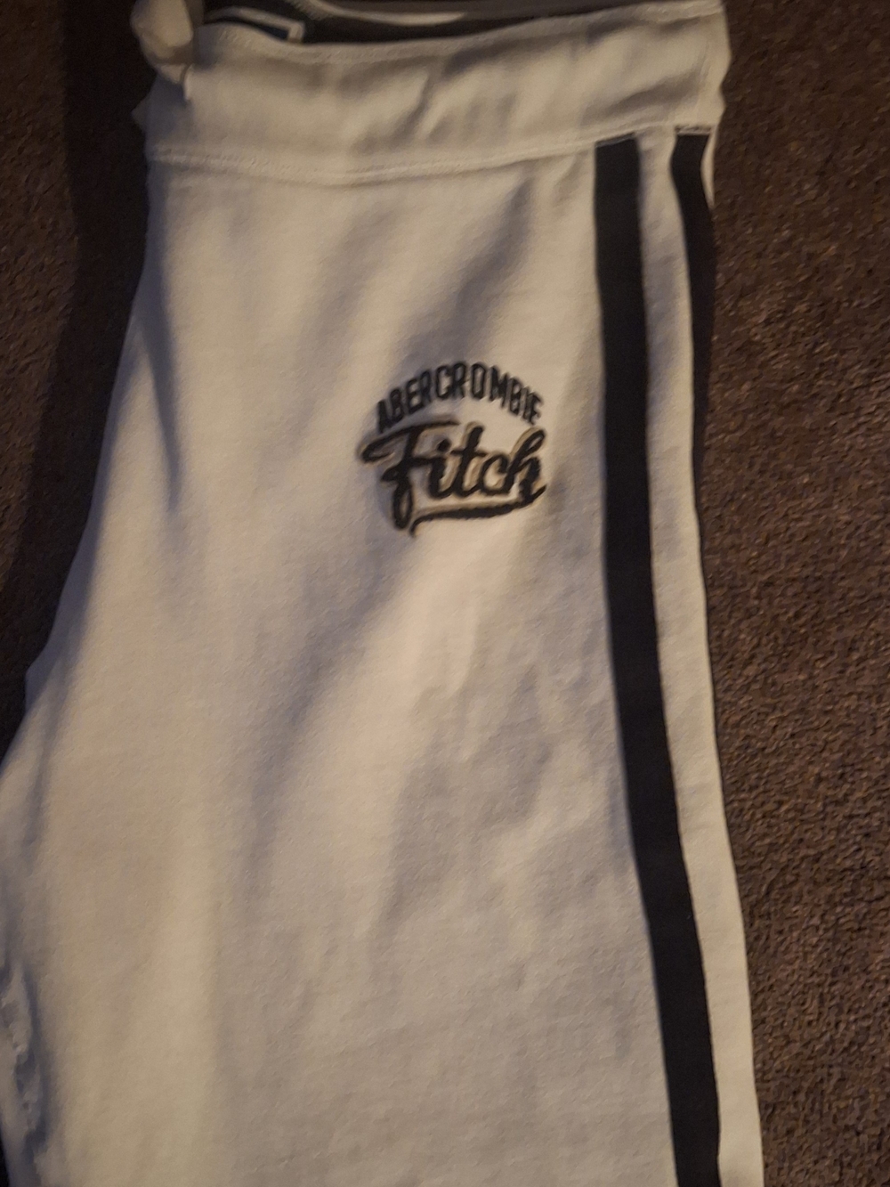 Abercrombie & Fitch White Sweatpants with Black Stripe